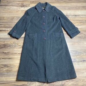 Women’s Vintage 70s / 80s Kashmaire Grey Cashmere Long Trench Button Up Coat